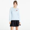Póló Comme des Garçons PLAY Heart Logo Long Sleeve Tee Clear Sky/ White M-alacsony-ár