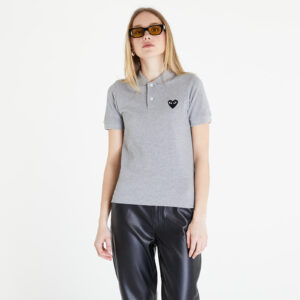 Póló Comme des Garçons PLAY Heart Logo Polo Short Sleeve Tee Grey S-alacsony-ár
