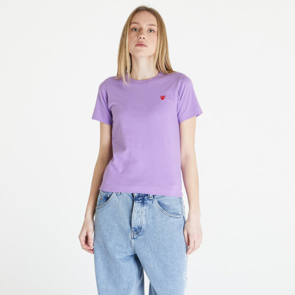 Póló Comme des Garçons PLAY Heart Logo Short Sleeve Tee Lavender XS-alacsony-ár