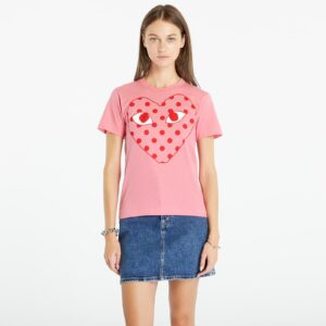 Póló Comme des Garçons PLAY Heart Logo Short Sleeve Tee Pink M-alacsony-ár