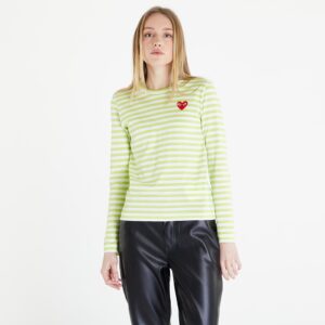 Póló Comme des Garçons PLAY Heart Logo Tee Lime/ White S-alacsony-ár