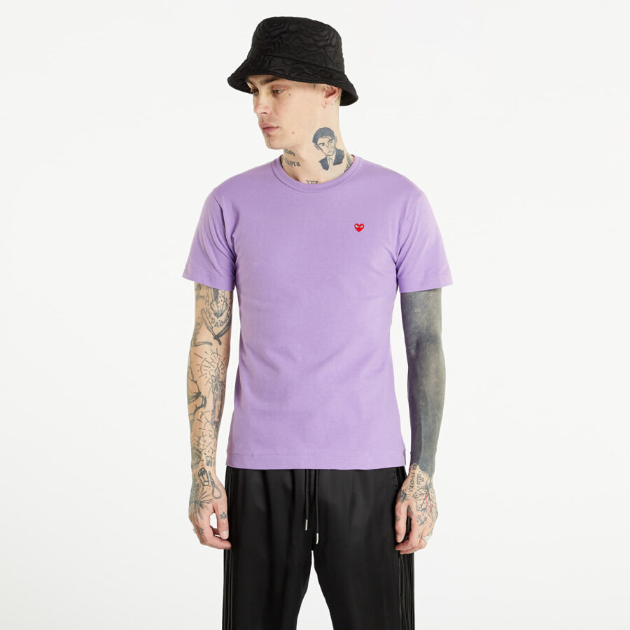 Póló Comme des Garçons PLAY Heart Logo Tee Purple S-alacsony-ár