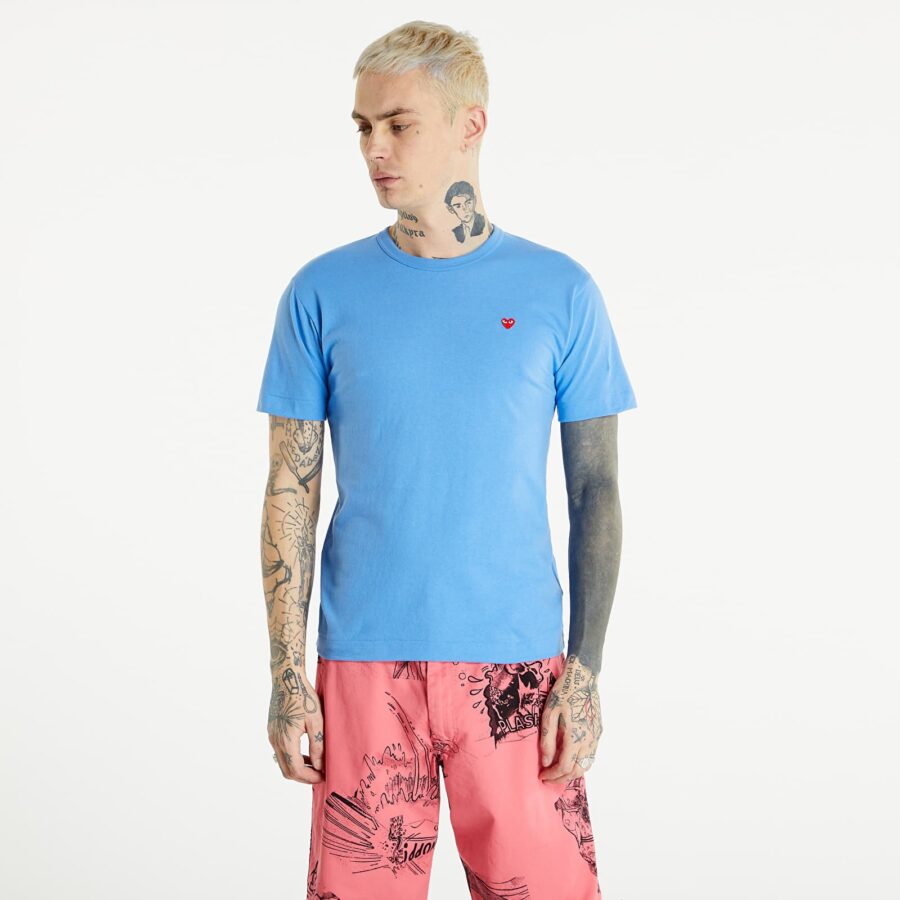 Póló Comme des Garçons PLAY Heart Logo Tee UNISEX Blue XXS-alacsony-ár