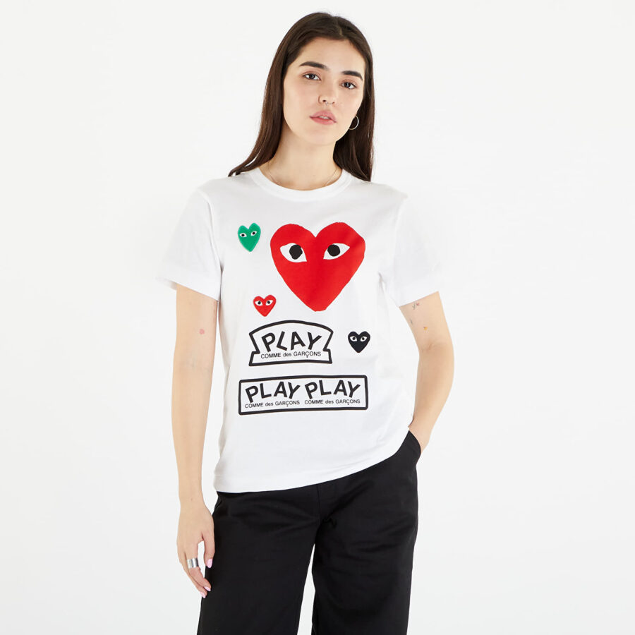 Póló Comme des Garçons PLAY Heart Logo Tee White M-alacsony-ár