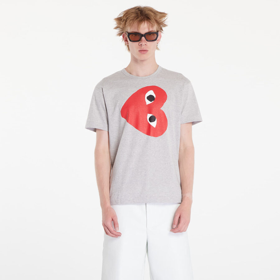 Póló Comme des Garçons PLAY Logo Print Short Sleeve Tee UNISEX Grey XL-alacsony-ár
