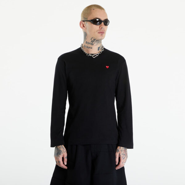 Póló Comme des Garçons PLAY Long Sleeve Small Red Emblem T-Shirt UNISEX Black XXL-alacsony-ár