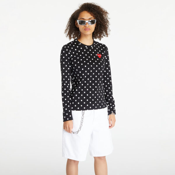 Póló Comme des Garçons PLAY Long Sleeve Tee Black S-alacsony-ár