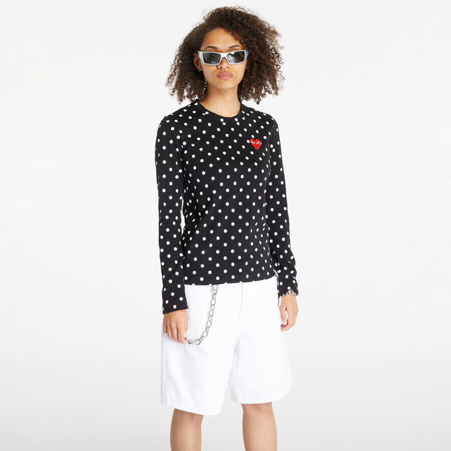 Póló Comme des Garçons PLAY Long Sleeve Tee Black S-alacsony-ár