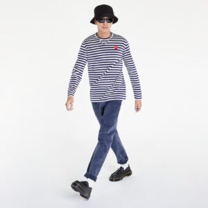 Póló Comme des Garçons PLAY Long Sleeve Tee Blue L-alacsony-ár