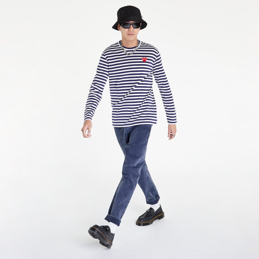 Póló Comme des Garçons PLAY Long Sleeve Tee Blue L-alacsony-ár