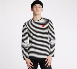 Póló Comme des Garçons PLAY Long Sleeve Tee UNISEX Black/ White XS-alacsony-ár