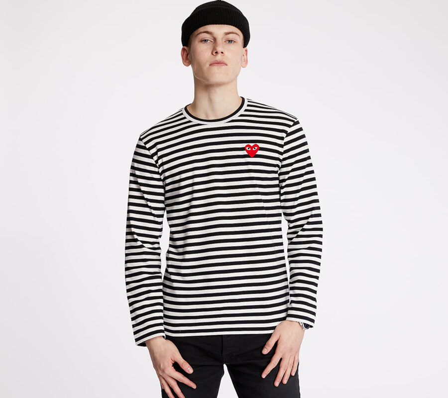 Póló Comme des Garçons PLAY Long Sleeve Tee UNISEX Black/ White XS-alacsony-ár