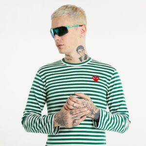 Póló Comme des Garçons PLAY Long Sleeve Tee UNISEX Green/ White XXS-alacsony-ár