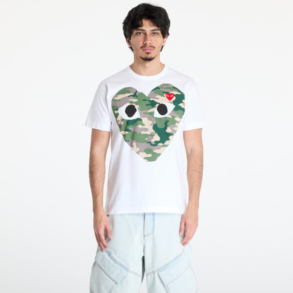 Póló Comme des Garçons PLAY Red Emblem Knit T-Shirt UNISEX White XXL-alacsony-ár