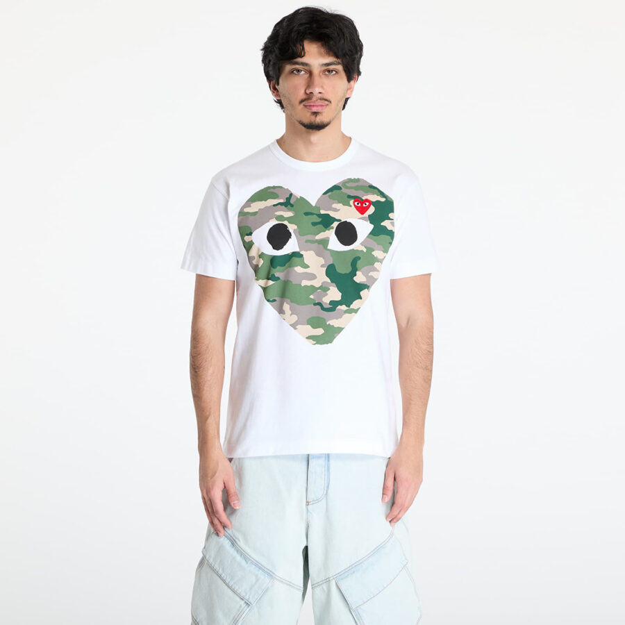 Póló Comme des Garçons PLAY Red Emblem Knit T-Shirt UNISEX White XXL-alacsony-ár