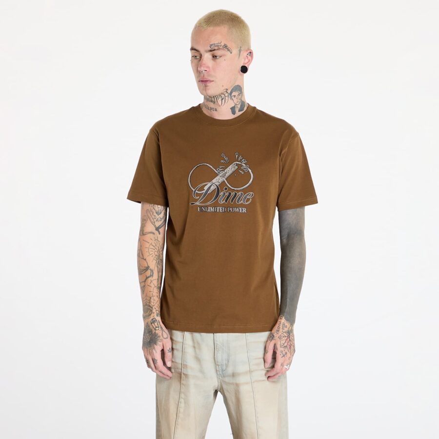 Póló DIME Cursive Power T-Shirt UNISEX Dark Brown XS-alacsony-ár