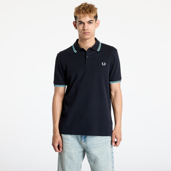 Póló FRED PERRRY Twin Tipped Fred Perry Shirt Navy/ Mint Blue M-alacsony-ár