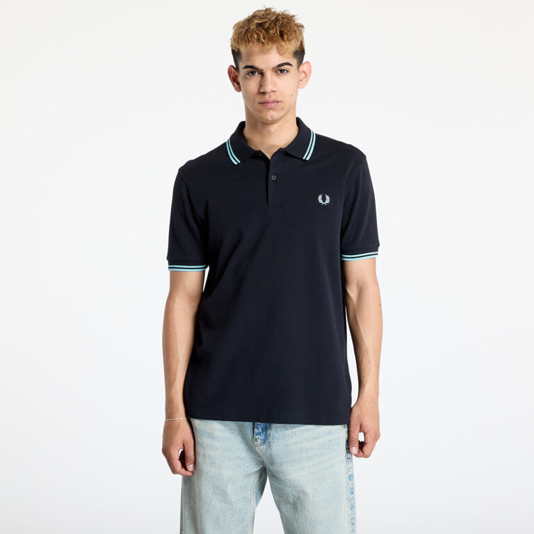 Póló FRED PERRRY Twin Tipped Fred Perry Shirt Navy/ Mint Blue M-alacsony-ár