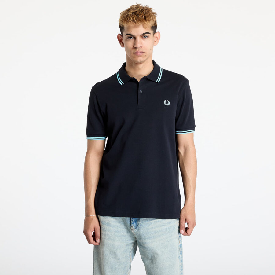 Póló FRED PERRRY Twin Tipped Fred Perry Shirt Navy/ Mint Blue M-alacsony-ár
