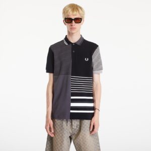 Póló FRED PERRY Beams Striped Panel Fp Polo T-Shirt Black S-alacsony-ár