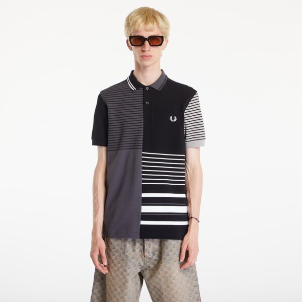 Póló FRED PERRY Beams Striped Panel Fp Polo T-Shirt Black S-alacsony-ár