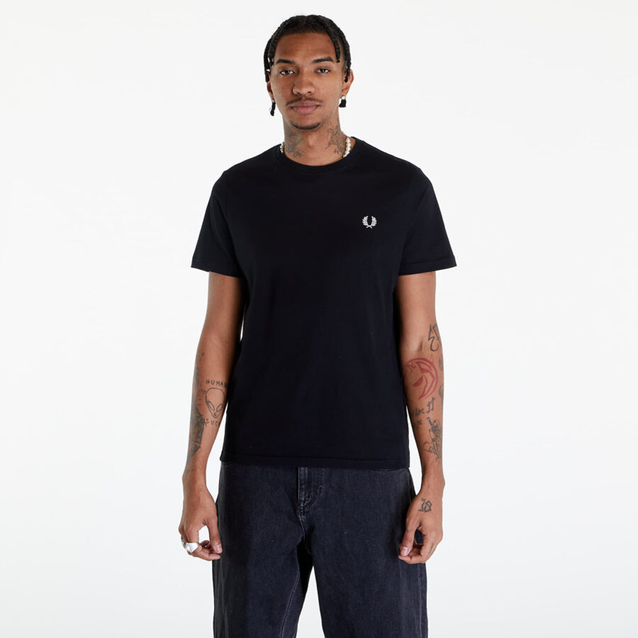 Póló FRED PERRY Crew Neck T-Shirt Black M-alacsony-ár