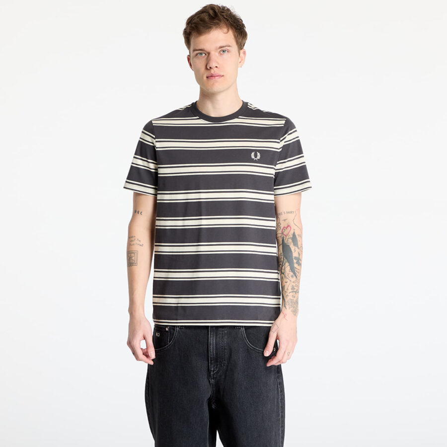 Póló FRED PERRY Fine Stripe T-Shirt Anchor Grey L-alacsony-ár