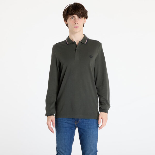 Póló FRED PERRY LS Twin Tipped Shirt Field Green/ Dark Pink/ Navy XL-alacsony-ár