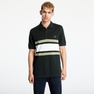 Póló FRED PERRY Panelled Polo Shirt Night Green M-alacsony-ár