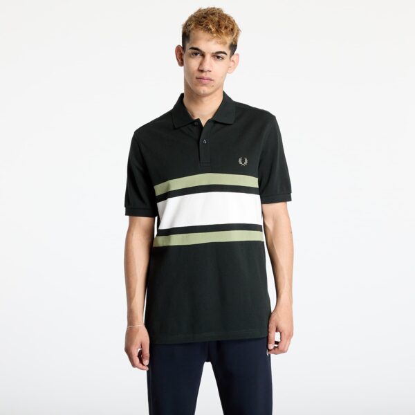 Póló FRED PERRY Panelled Polo Shirt Night Green M-alacsony-ár