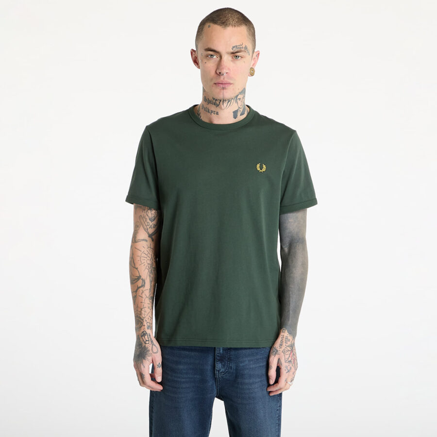 Póló FRED PERRY Ringer T-Shirt Court Green L-alacsony-ár