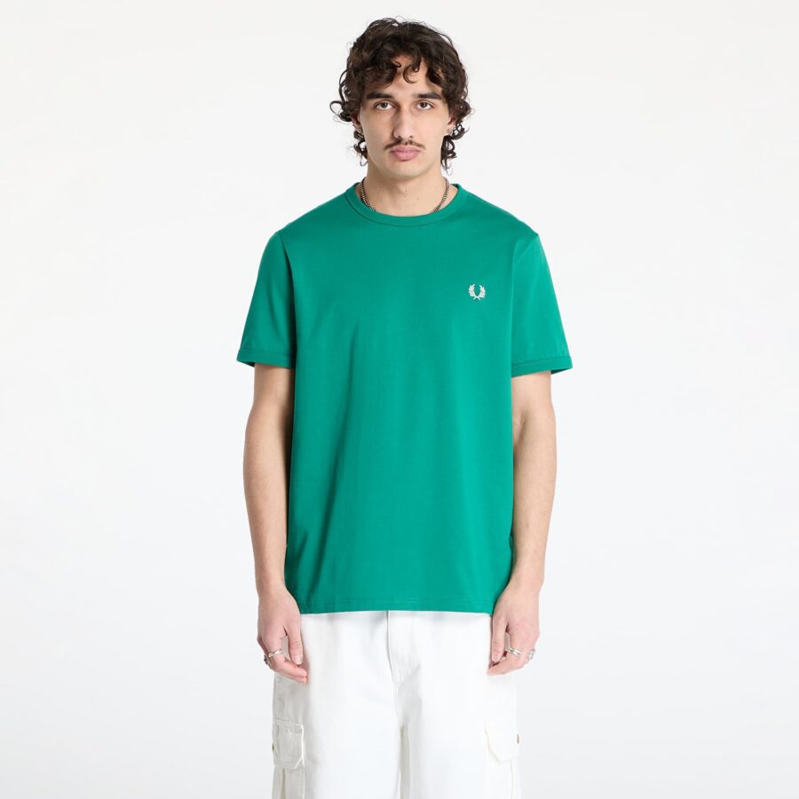 Póló FRED PERRY Ringer T-Shirt Label Green M-alacsony-ár