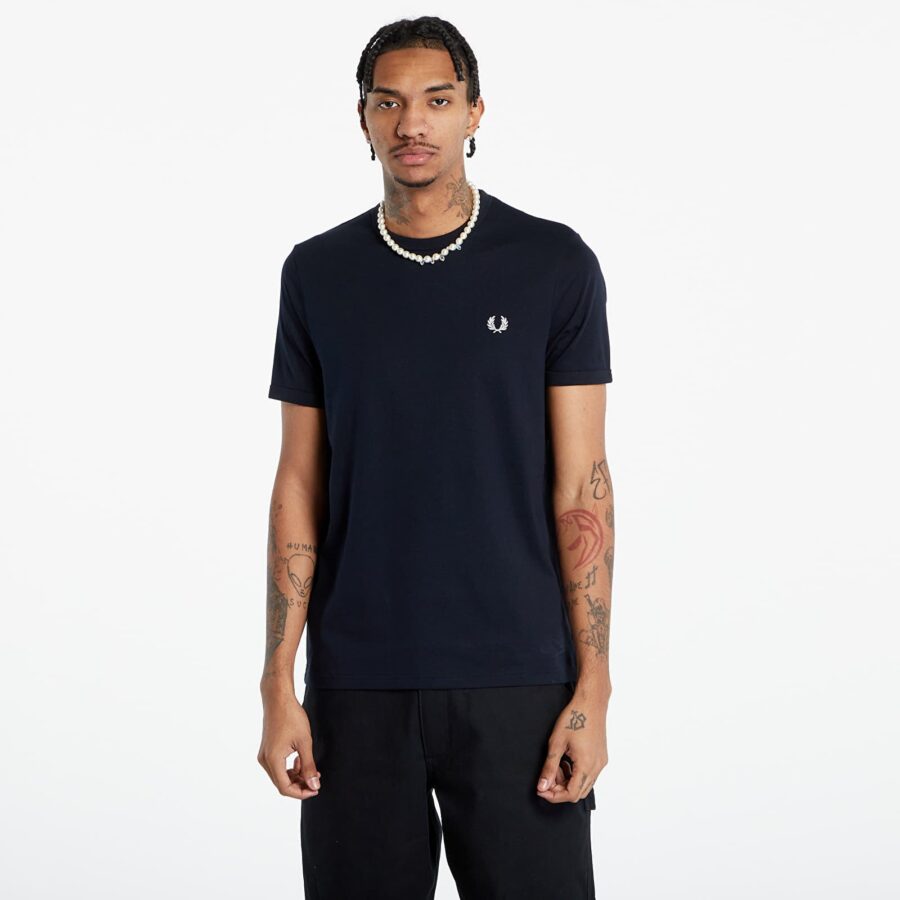 Póló FRED PERRY Ringer T-Shirt Navy M-alacsony-ár