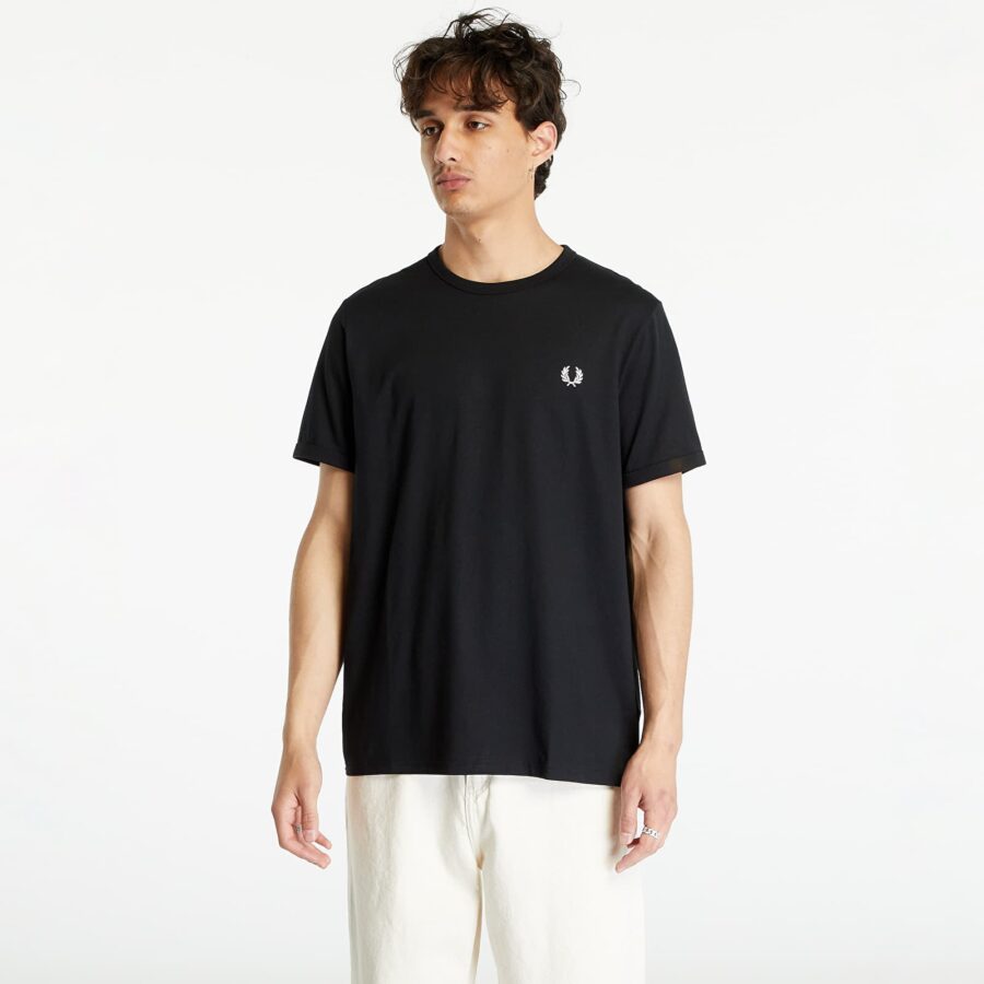 Póló FRED PERRY Ringer Tee Black M-alacsony-ár