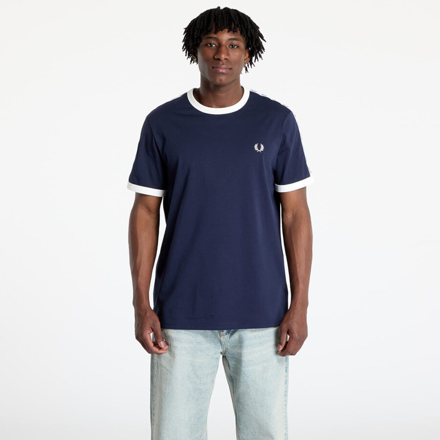 Póló FRED PERRY Taped Ringer T-Shirt Carbon Blue M-alacsony-ár