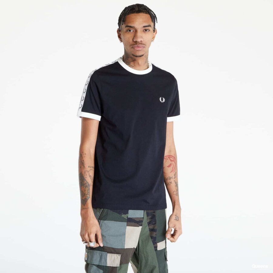 Póló FRED PERRY Taped Ringer T-shirt Black XL-alacsony-ár