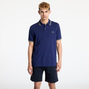 Póló FRED PERRY Twin Tipped Fred Perry Shirt Blue/ Olive Mint M-alacsony-ár