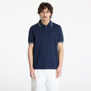 Póló FRED PERRY Twin Tipped Fred Perry Shirt Dark Carbon/ Light Ecru/ Label Green M-alacsony-ár