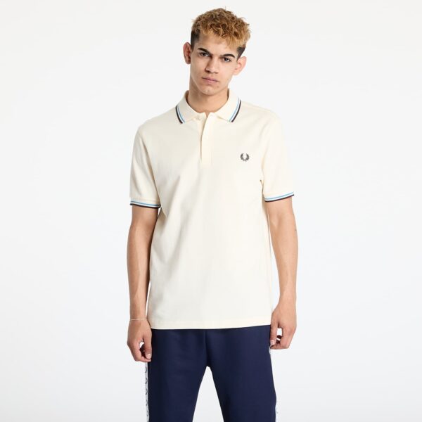 Póló FRED PERRY Twin Tipped Fred Perry Shirt Ecru/ Sftbl/ Brick M-alacsony-ár