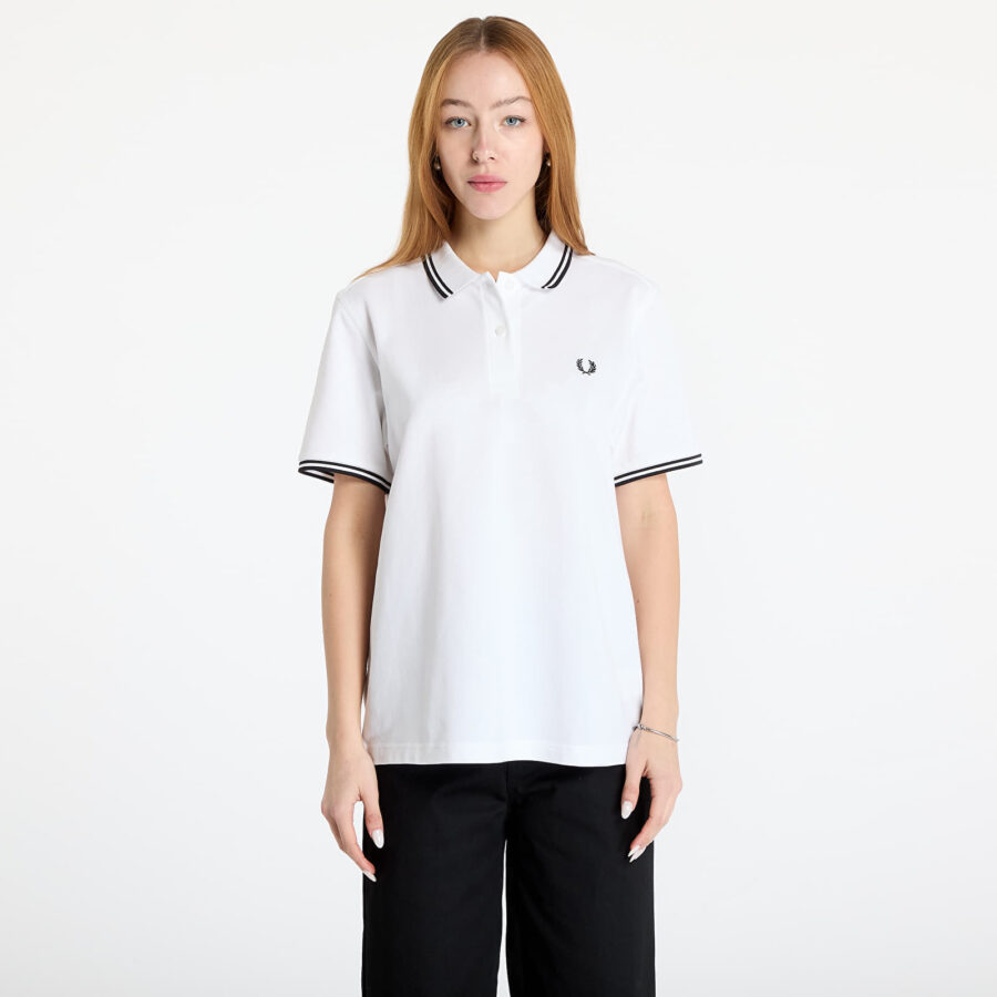 Póló FRED PERRY Twin Tipped Polo Shirt White 44-alacsony-ár