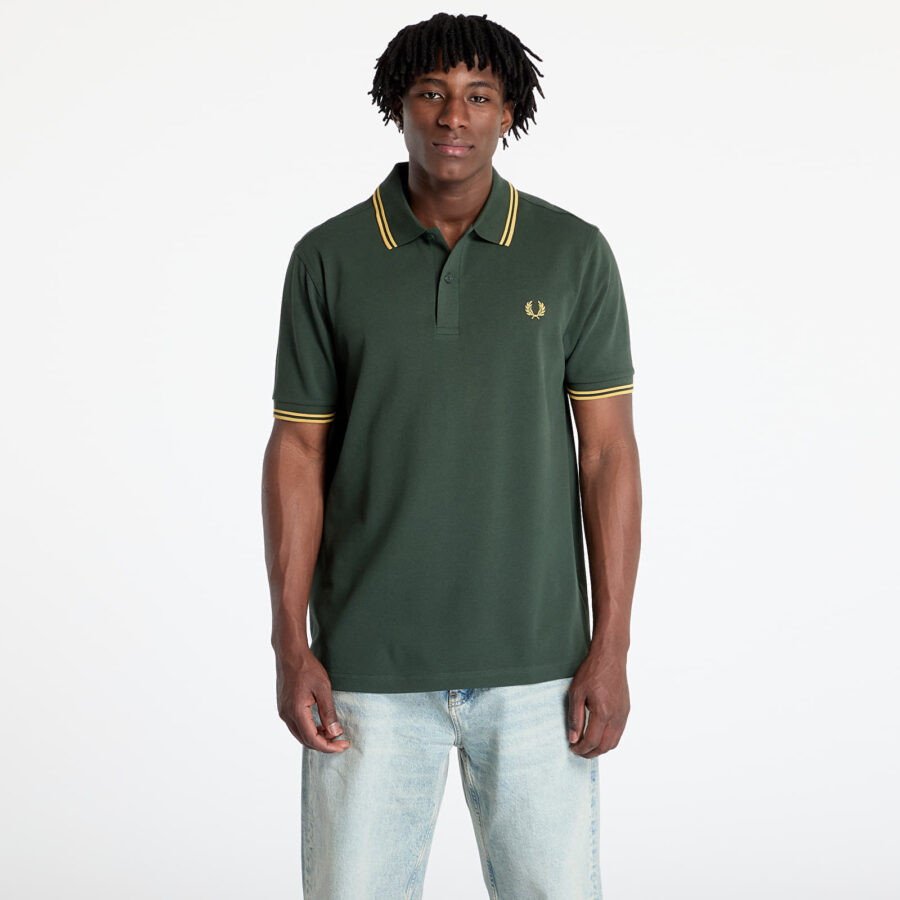 Póló FRED PERRY Twin Tipped Shirt Crt Grn/ Hnycmb L-alacsony-ár