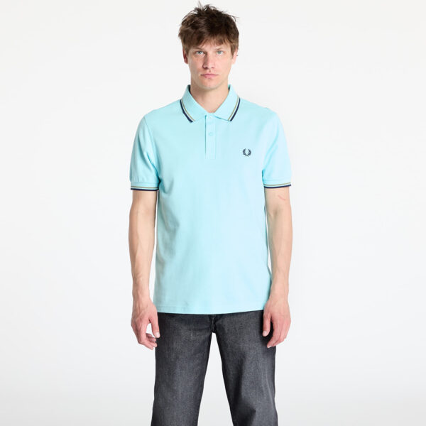 Póló FRED PERRY Twin Tipped Shirt Mint Blue/ Olive Mint/ French Navy M-alacsony-ár