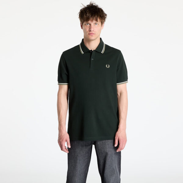 Póló FRED PERRY Twin Tipped Shirt Night Green/ Light Ecru/ Olive Mint L-alacsony-ár