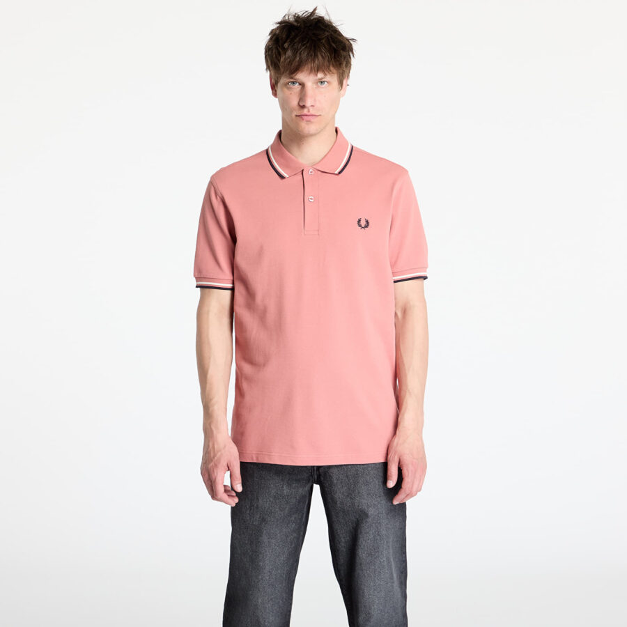 Póló FRED PERRY Twin Tipped Shirt Putty Pink/ Ecru/ Navy M-alacsony-ár