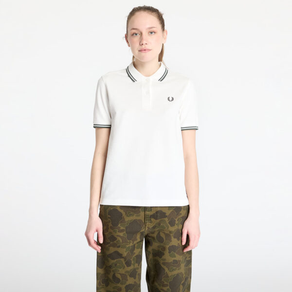 Póló FRED PERRY Twin Tipped Shirt Snow White/ Court Green 34-alacsony-ár