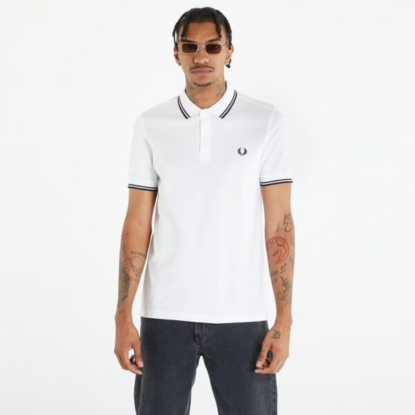 Póló FRED PERRY Twin Tipped Short Sleeve Tee White M-alacsony-ár