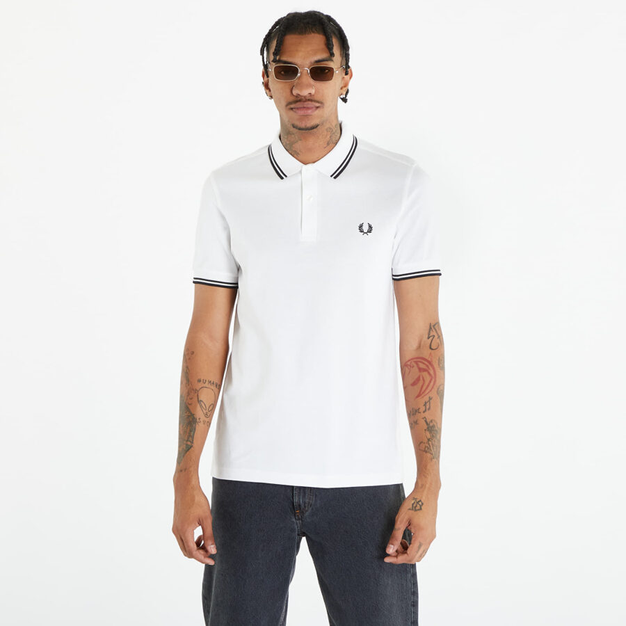 Póló FRED PERRY Twin Tipped Short Sleeve Tee White M-alacsony-ár