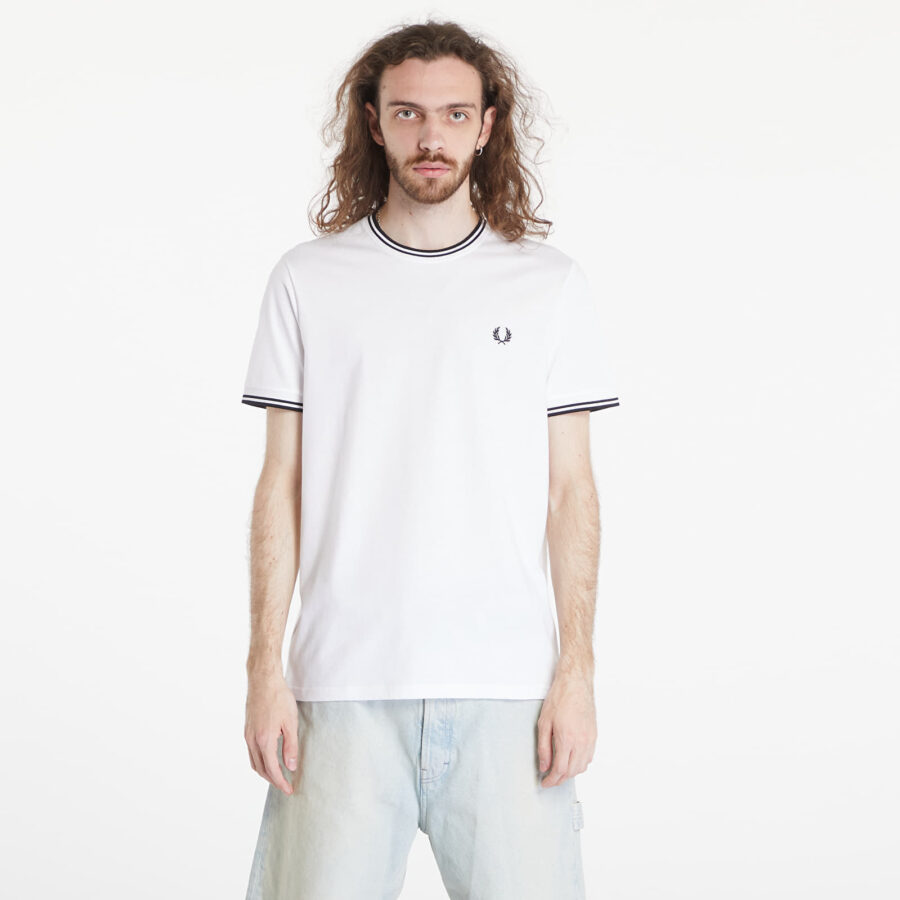 Póló FRED PERRY Twin Tipped T-Shirt White M-alacsony-ár