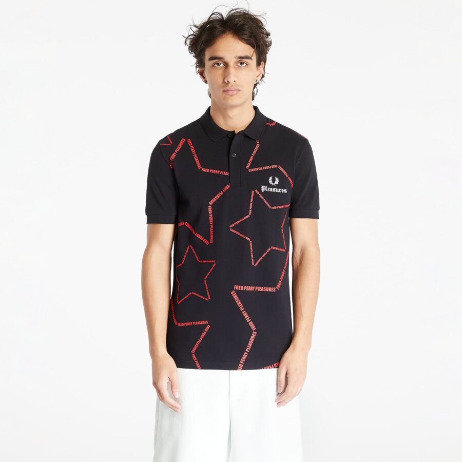 Póló FRED PERRY x PLEASURES Star Shirt Black M-alacsony-ár