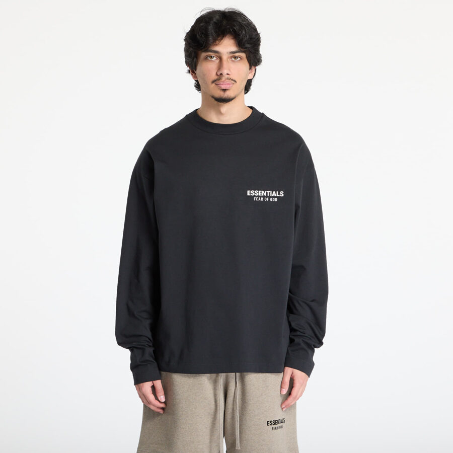 Póló Fear of God Essentials Classic Fit Long Sleeve Tee Jet Black XL-alacsony-ár